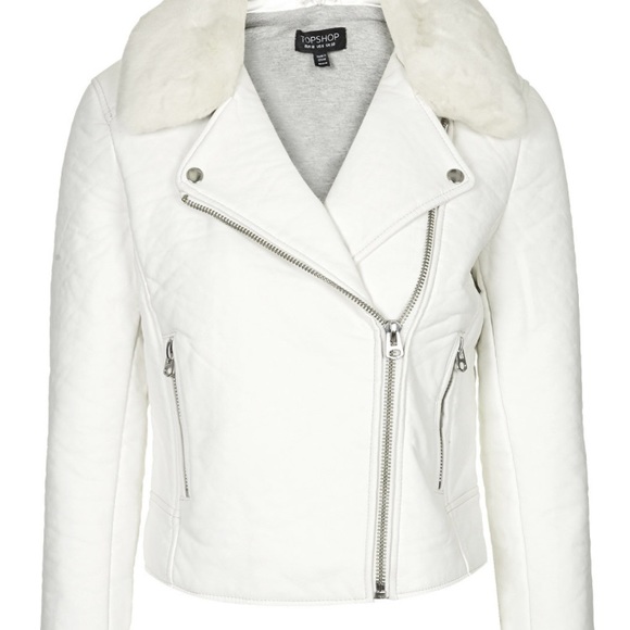topshop white leather jacket
